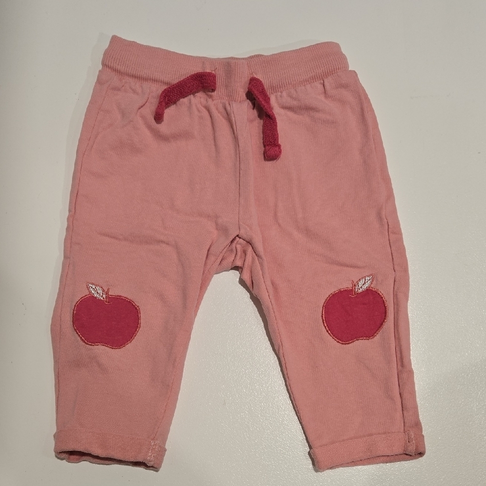 Casual Pink Joggers with Apple Appliqués